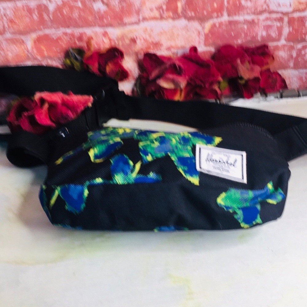 Herschel Supply Co. Black Blue and Green Floral  Canvas Fanny Pack - Picture 5 of 9